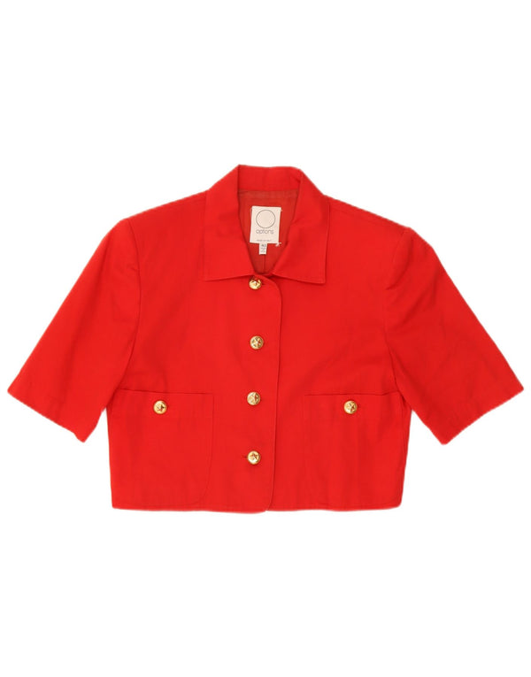 Options Womens Short Sleeve Crop Shirt Blouse IT 40 Small Red Cotton