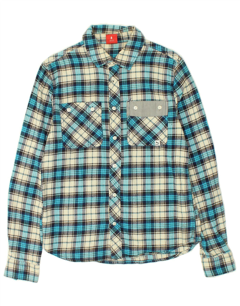 PUMA Mens Shirt Small Blue Check | Vintage Puma | Thrift | Second-Hand Puma | Used Clothing | Messina Hembry 