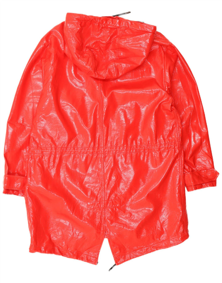 Zara Womens Hooded Rain Jacket UK 10 Small Red Polyethylene
