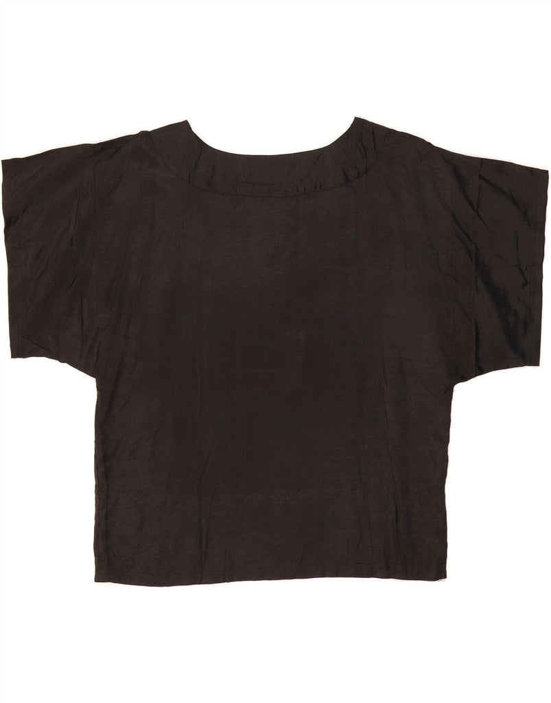 VINTAGE Womens Blouse Top UK 14 Medium Black Viscose Vintage Vintage and Second-Hand Vintage from Messina Hembry 