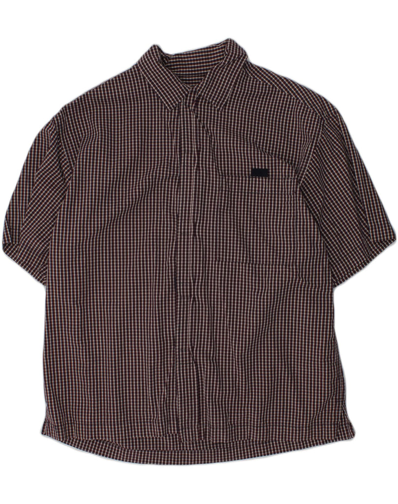 LEVI'S Boys Short Sleeve Shirt 15-16 Years Medium  Maroon Check Cotton | Vintage Levi's | Thrift | Second-Hand Levi's | Used Clothing | Messina Hembry 