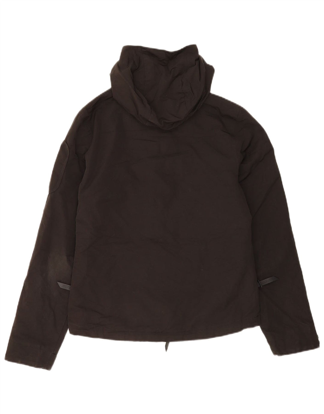 Superdry Womens Graphic Hooded Rain Jacket UK 8 Small Black Polyester
