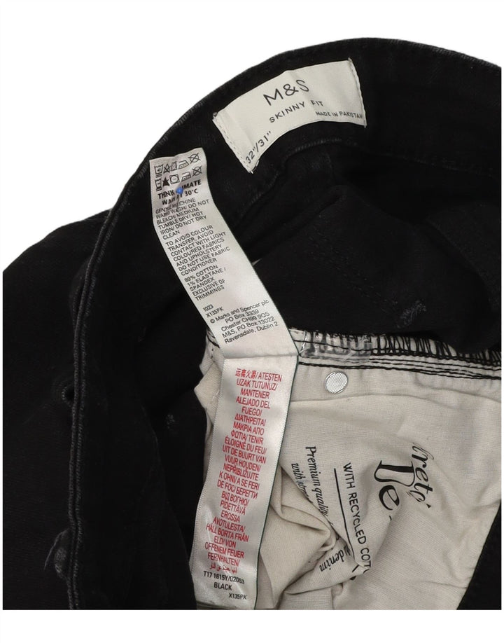 Marks & Spencer Mens Skinny Jeans W32 L31 Black Cotton