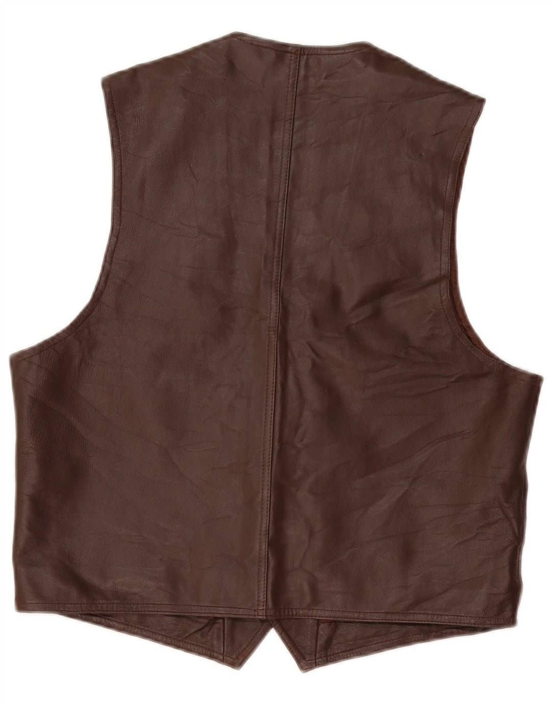 Stefanel Mens Leather Waistcoat Medium Brown Leather