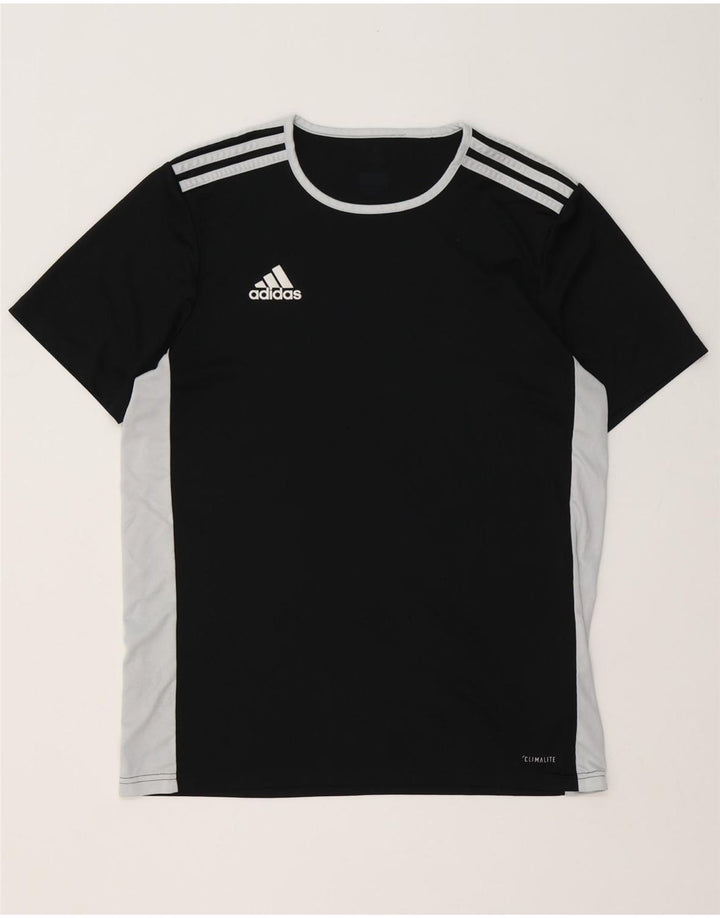 Adidas Mens Climalite T-Shirt Top Medium Black Colourblock Polyester