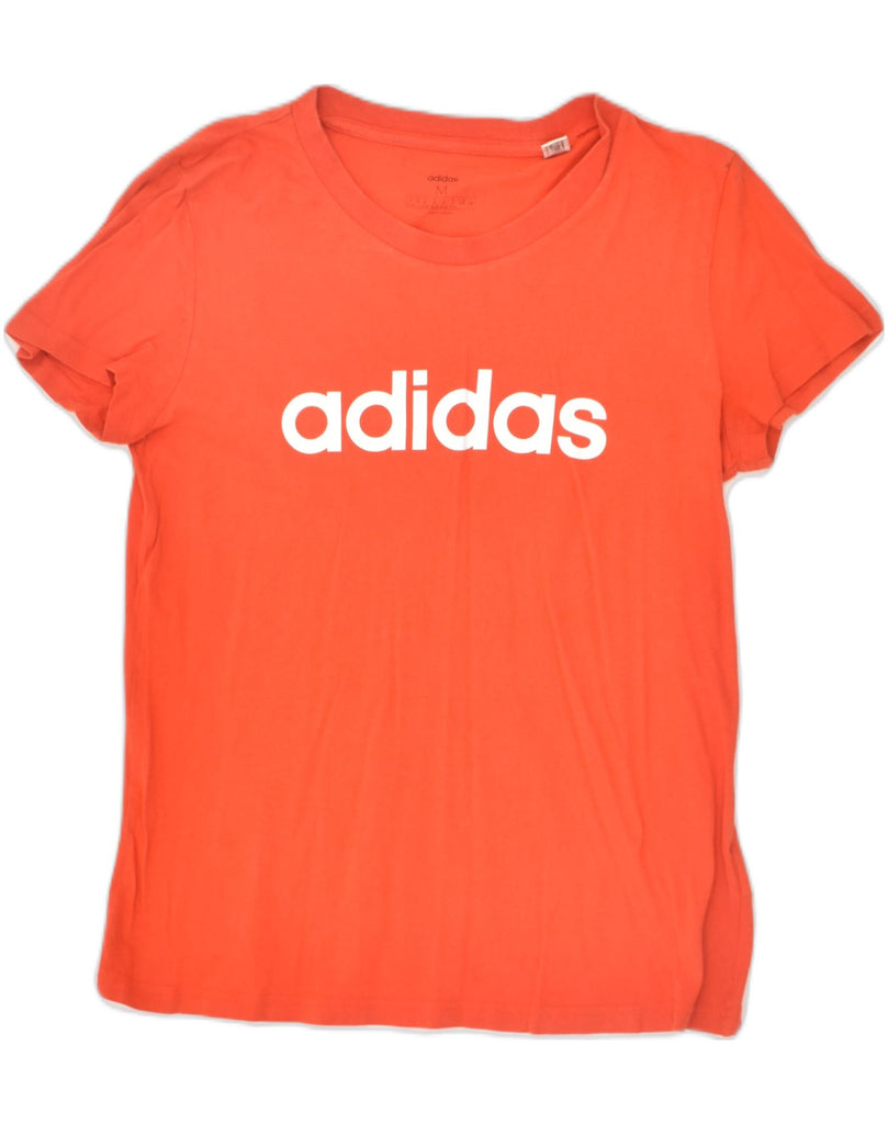 ADIDAS Womens Graphic T-Shirt Top UK 14 Medium Orange Cotton | Vintage Adidas | Thrift | Second-Hand Adidas | Used Clothing | Messina Hembry 