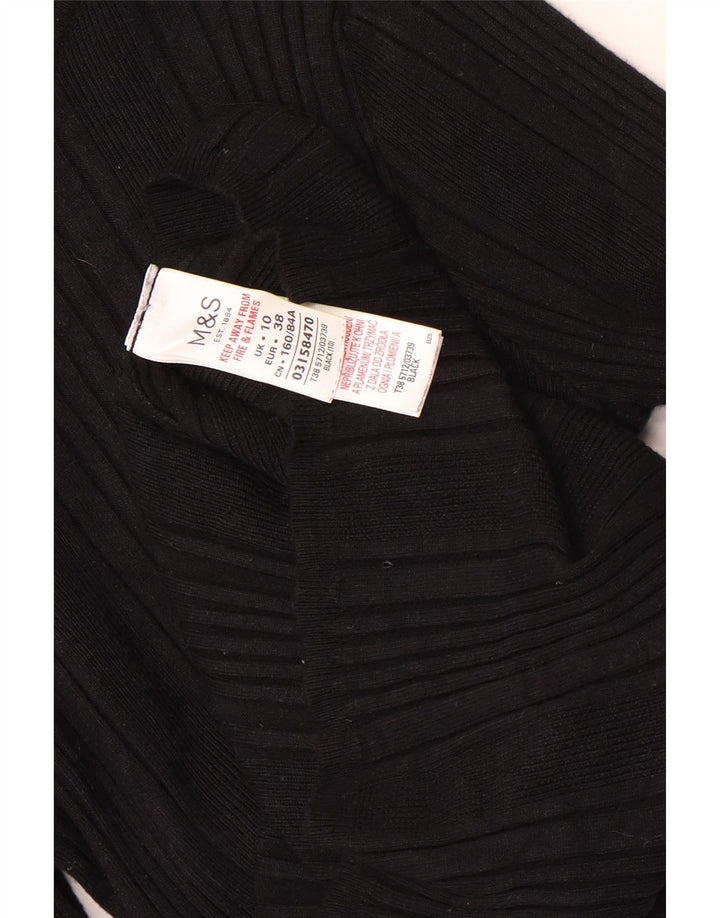 Marks & Spencer Womens Top Long Sleeve UK 10 Small Black Viscose