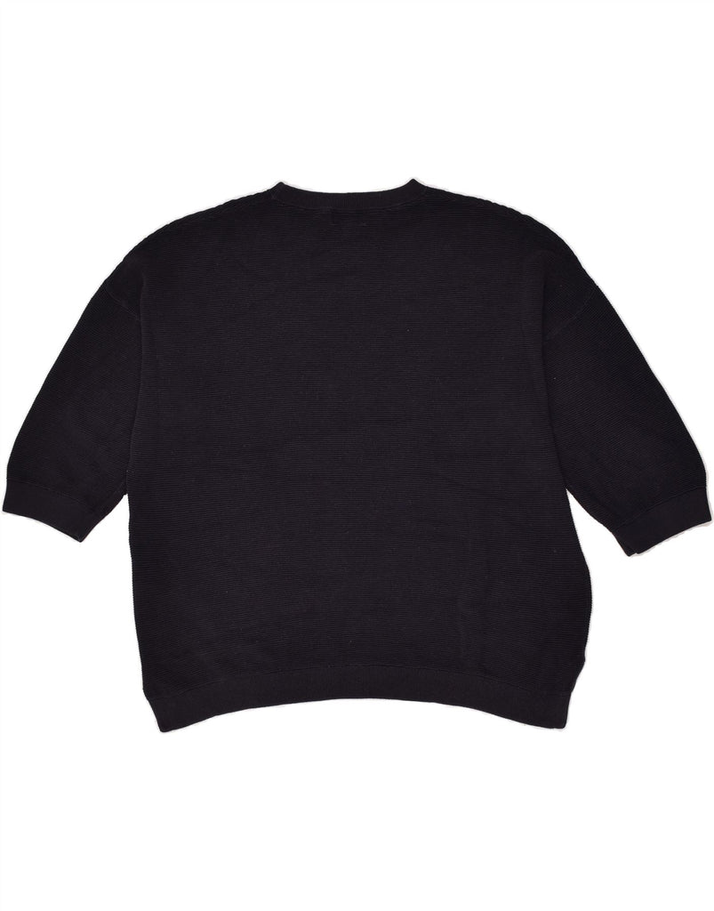 JIGSAW Womens 3/4 Sleeve Crew Neck Jumper Sweater UK 14 Medium Black | Vintage Jigsaw | Thrift | Second-Hand Jigsaw | Used Clothing | Messina Hembry 