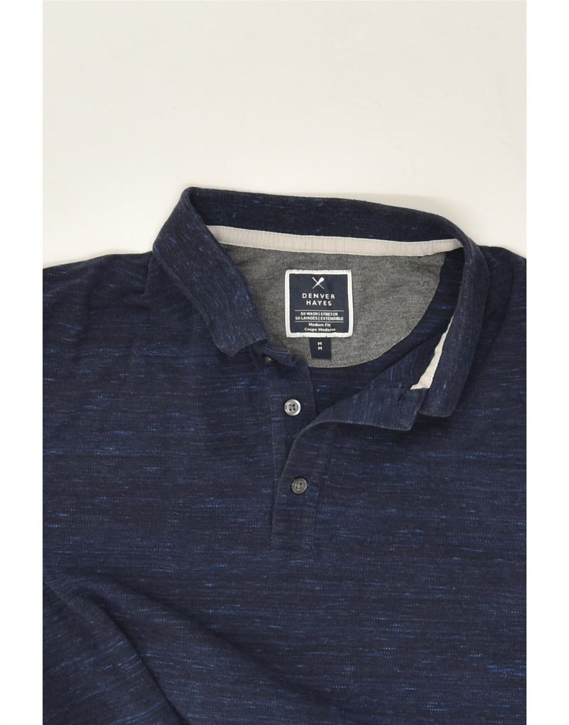 DENVER HAYES Mens Modern Fit Polo Shirt Medium Navy Blue Flecked Cotton | Vintage Denver Hayes | Thrift | Second-Hand Denver Hayes | Used Clothing | Messina Hembry 