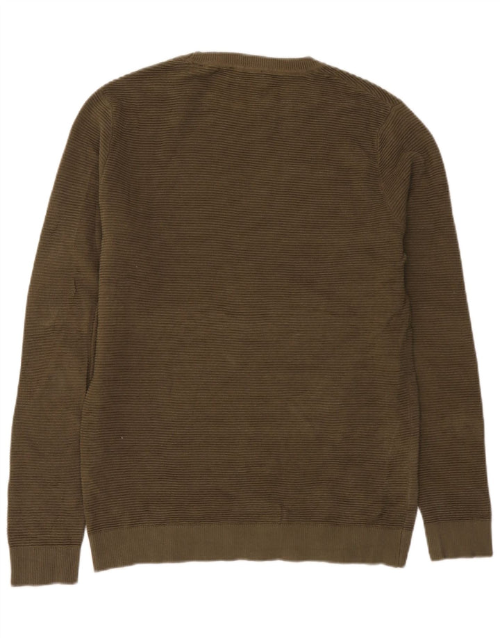Jack & Jones Mens Crew Neck Jumper Sweater Medium Khaki Cotton