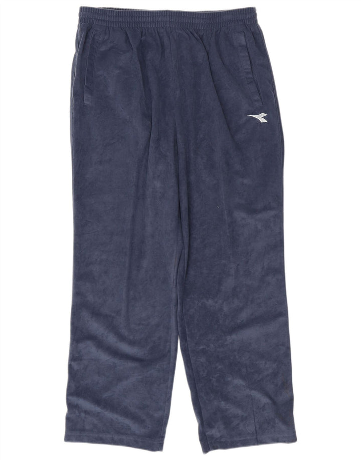 Diadora Mens Velour Tracksuit Trousers XL  Navy Blue Polyester