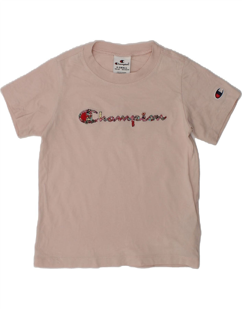 CHAMPION Girls Graphic T-Shirt Top 5-6 Years XS  Pink Cotton | Vintage Champion | Thrift | Second-Hand Champion | Used Clothing | Messina Hembry 