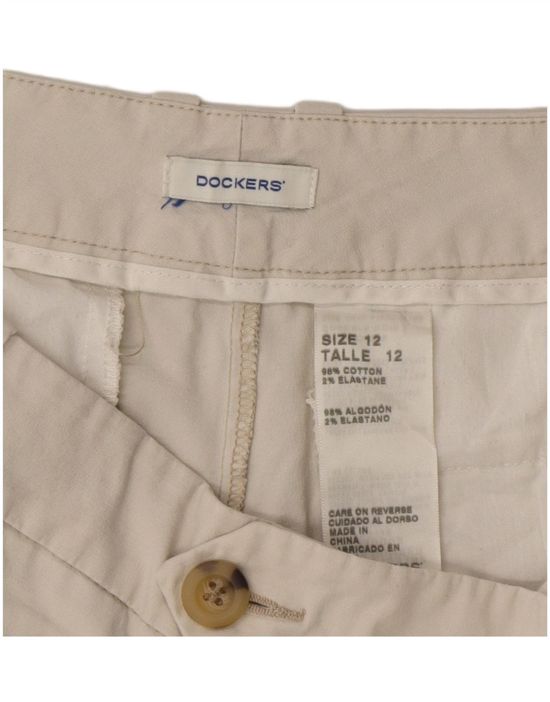 Dockers Womens Chino Shorts US 12 Large W36 Beige Cotton