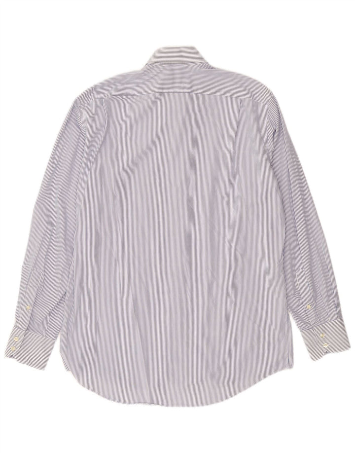 Lacoste Mens Shirt Size 40 Medium Navy Blue Striped Cotton