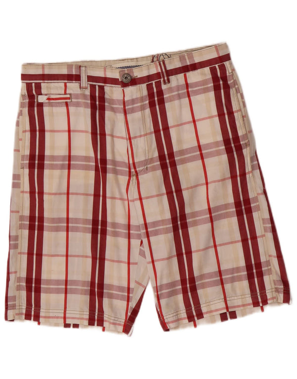 Murphy & Nye Mens Chino Shorts W34 Large Red Plaid Cotton