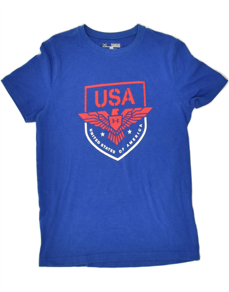 UNDER ARMOUR Boys Heat Gear Graphic T-Shirt Top 9-10 Years Medium Blue | Vintage Under Armour | Thrift | Second-Hand Under Armour | Used Clothing | Messina Hembry 