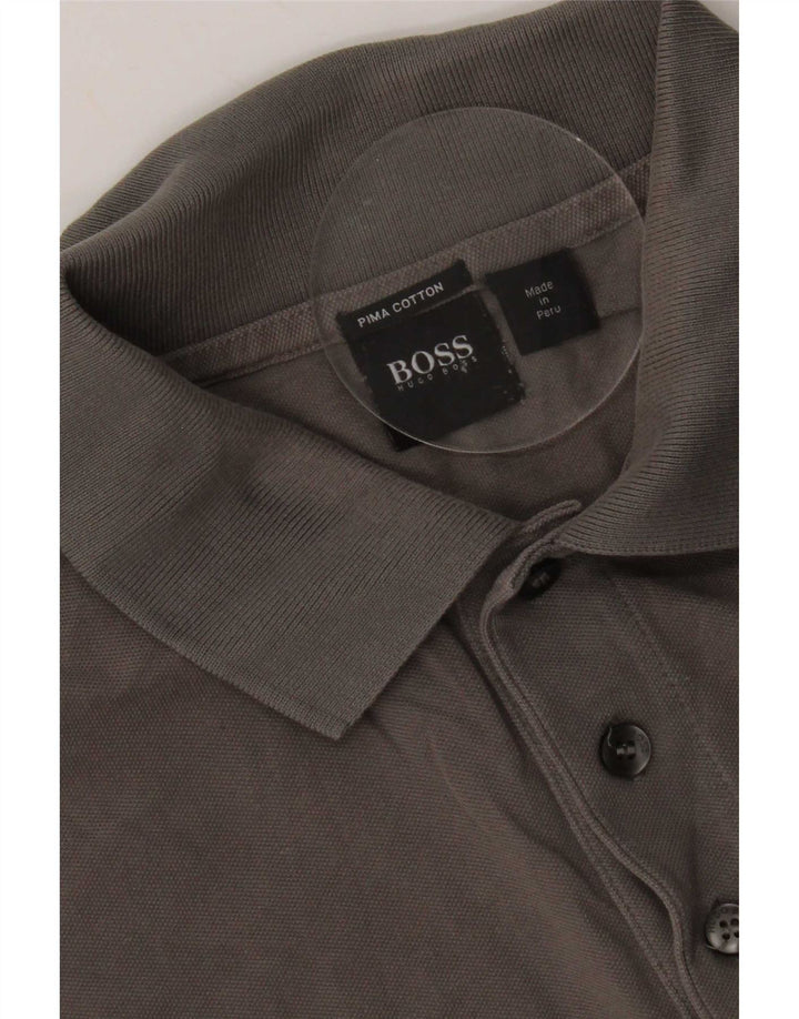 Hugo Boss Mens Polo Shirt Large Grey Cotton