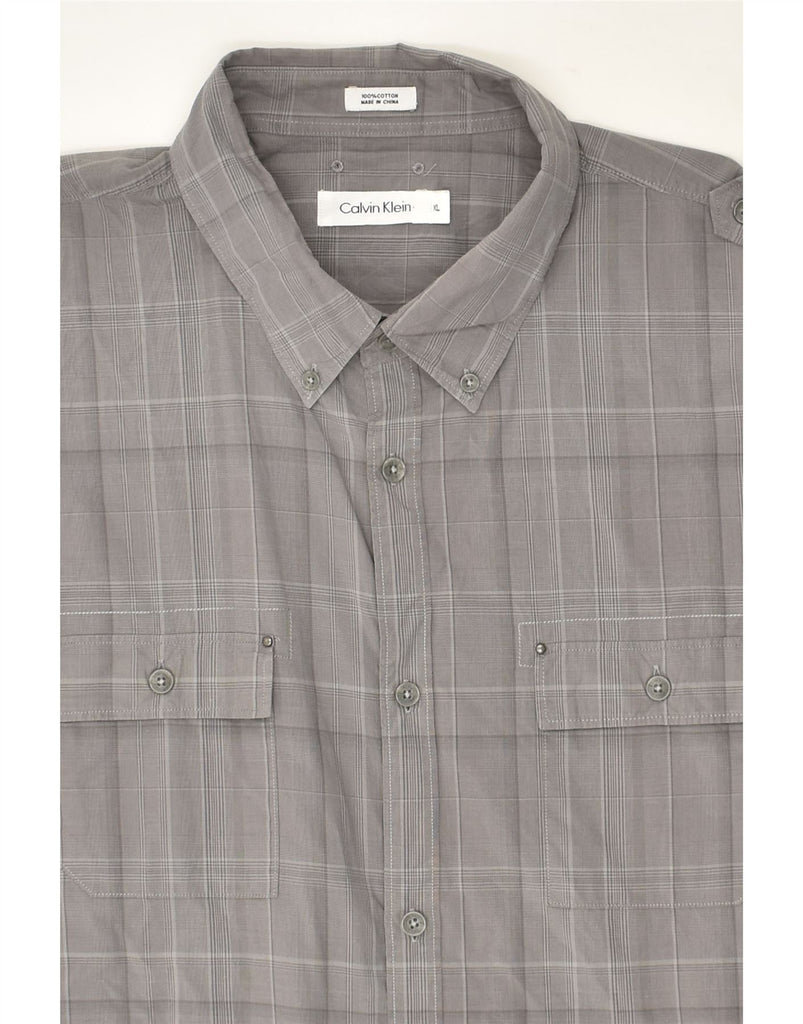 CALVIN KLEIN Mens Shirt XL Grey Check Cotton | Vintage Calvin Klein | Thrift | Second-Hand Calvin Klein | Used Clothing | Messina Hembry 