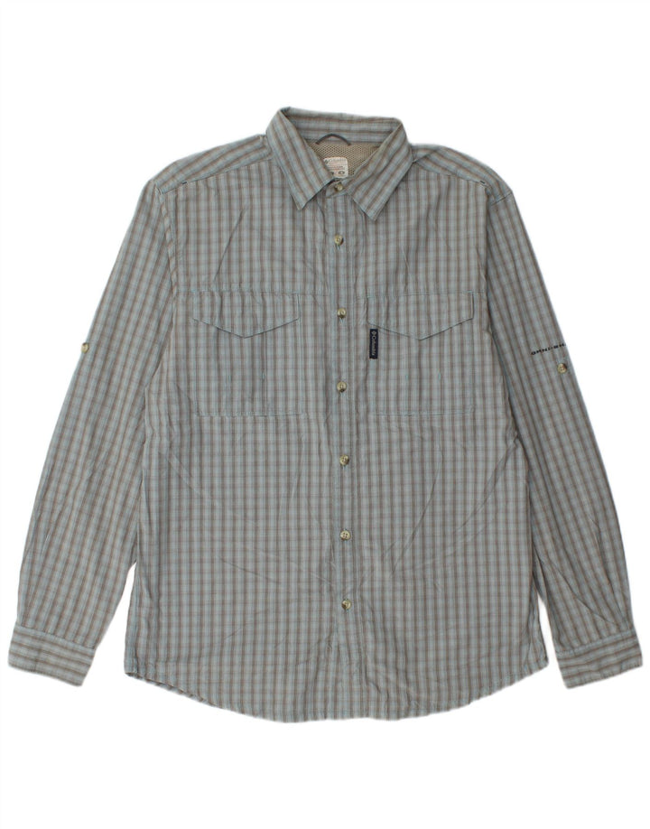 Columbia Mens Shirt Large Blue Check Cotton