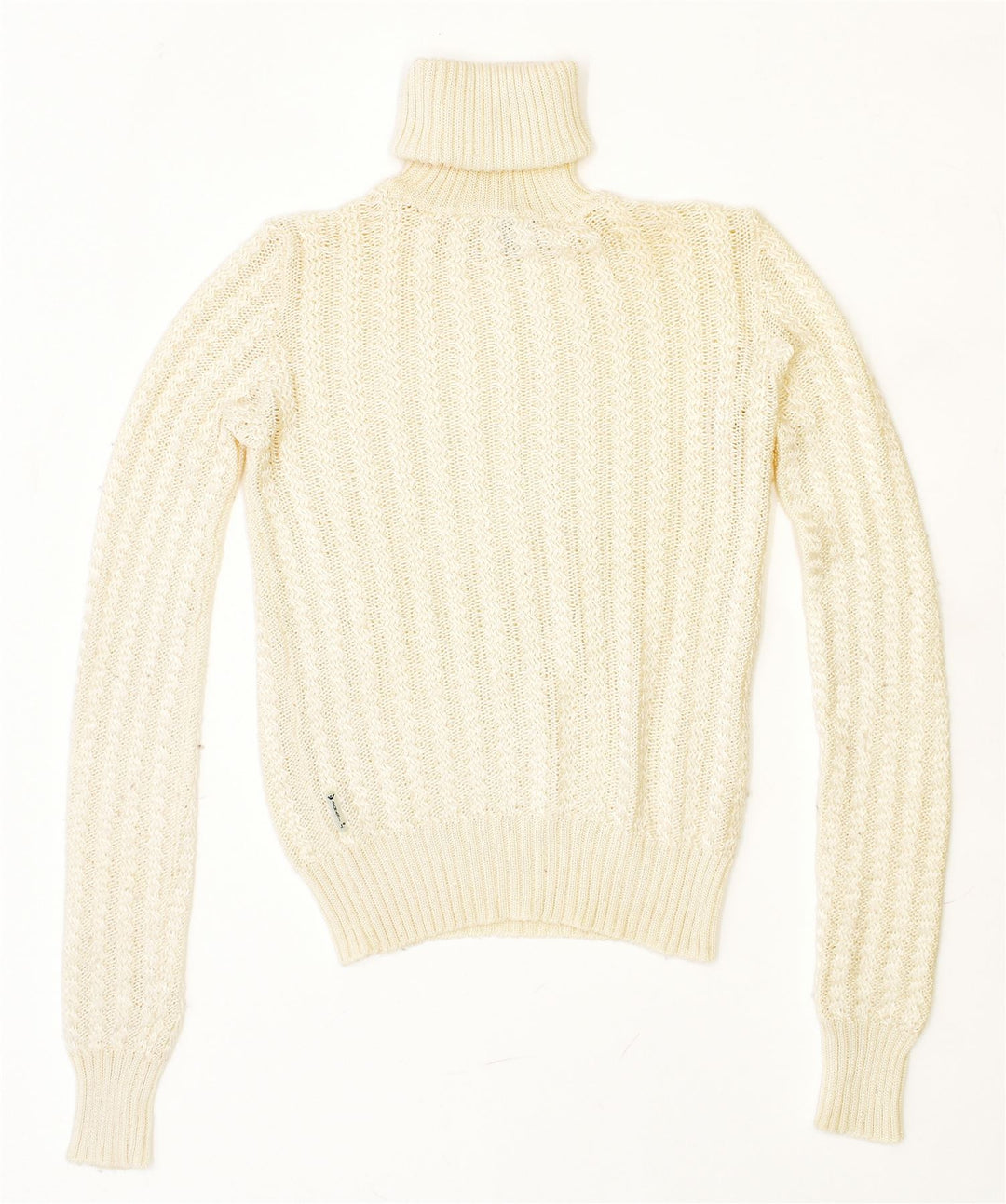 ARMANI JEANS Womens Roll Neck Jumper Sweater EU 40 Medium Off White