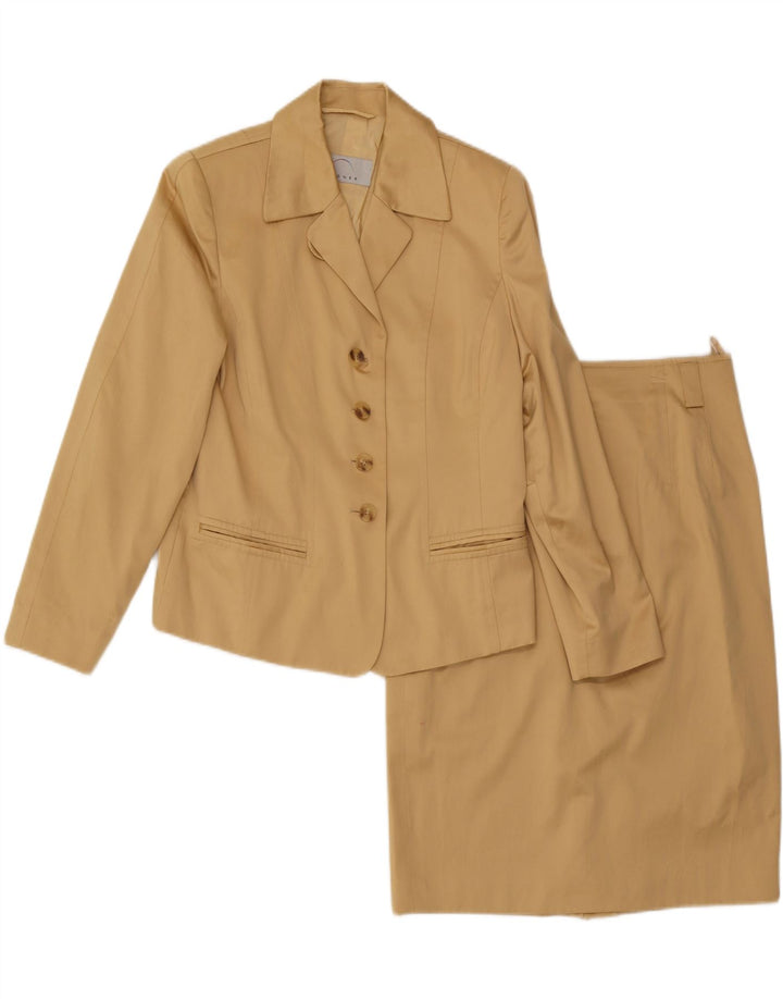 BOGNER Womens 4 Button 2 Piece Skirt Set US 10 Large W29  Beige Cotton