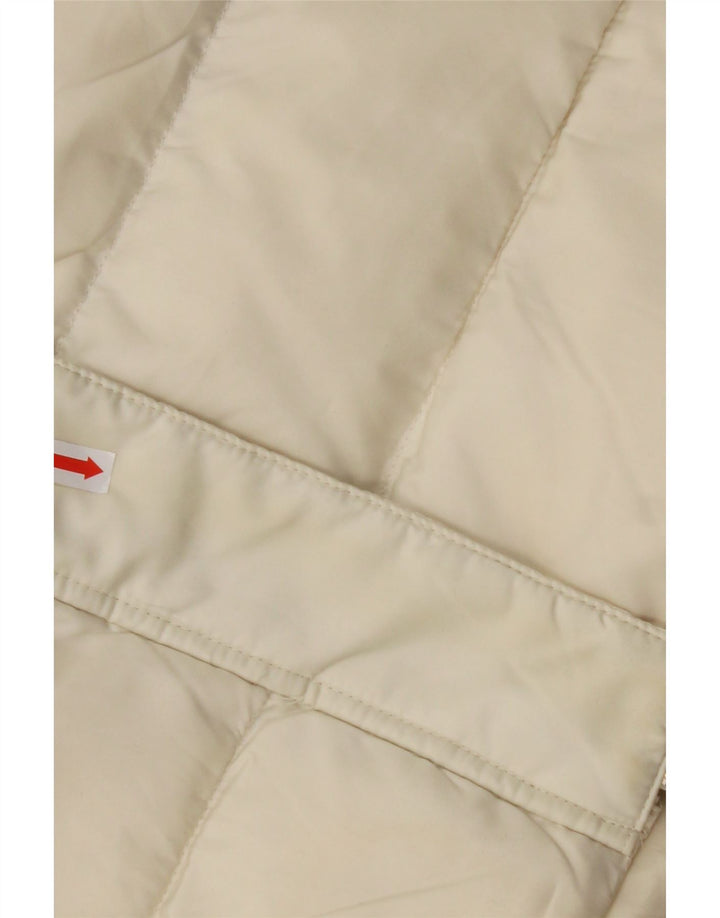 CALVIN KLEIN Womens Hooded Padded Jacket UK 14 Medium Off White Polyester