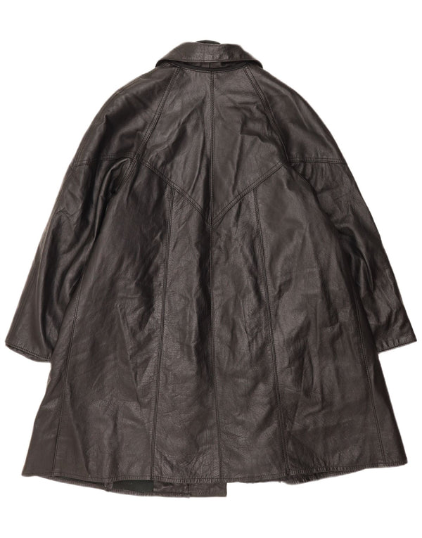 Vintage Womens Leather Coat UK 14 Large Black