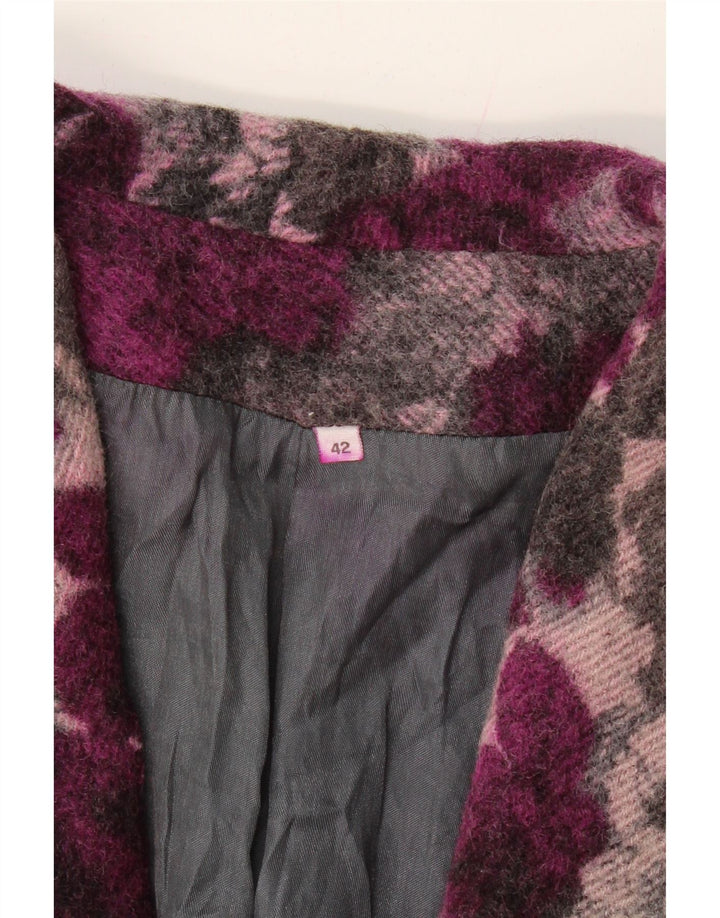 VINTAGE Womens 2 Button Blazer Jacket IT 42 Medium Burgundy Floral Vintage Vintage and Second-Hand Vintage from Messina Hembry 