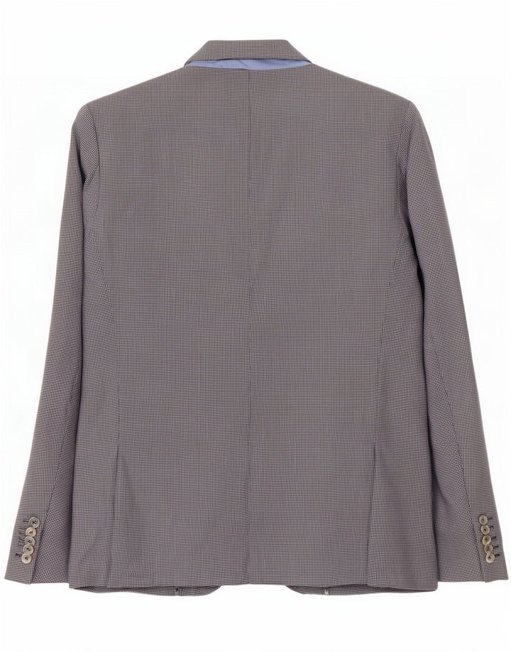 Zara Mens 2 Button Blazer Jacket UK 40 Large Grey Houndstooth Cotton