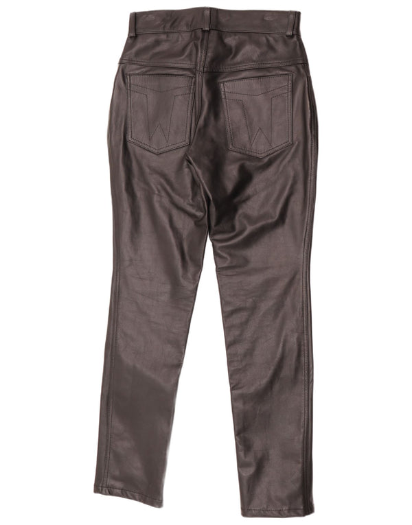 Vintage Womens Tapered Leather Trousers W30 L32 Black