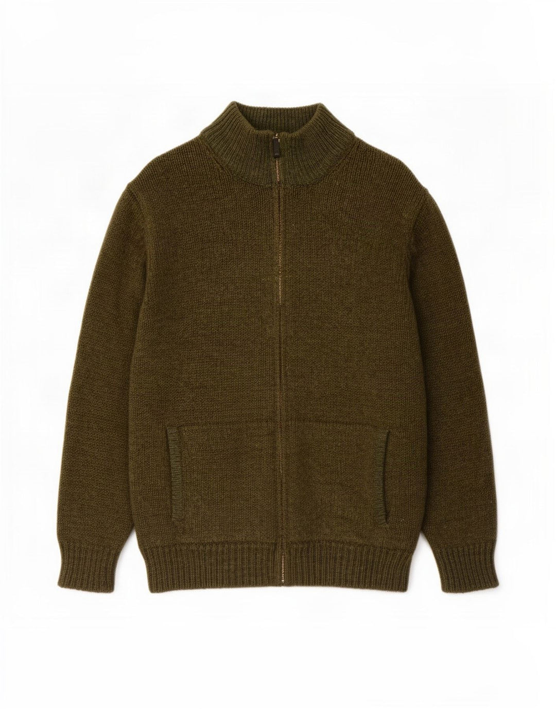 L.L.Bean Mens Cardigan Sweater Large Green Lambswool
