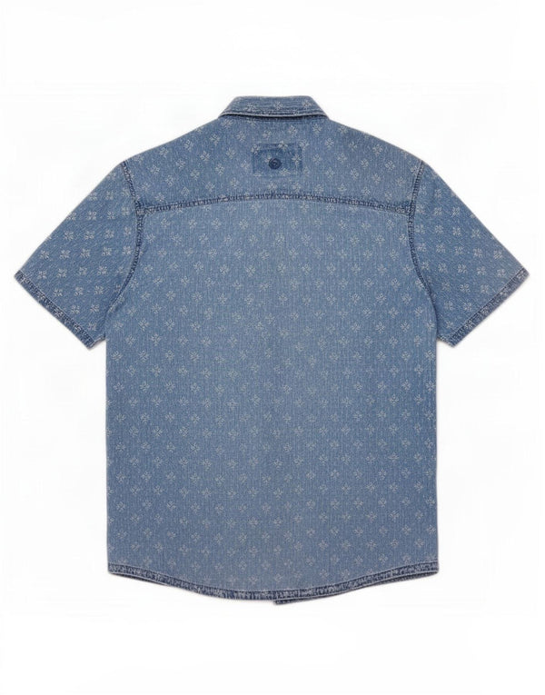 Fat Face Mens Short Sleeve Shirt Large Blue Geometric Cotton