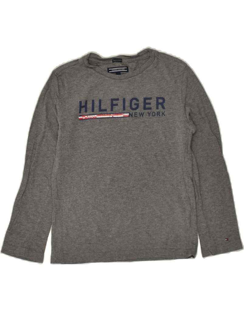 TOMMY HILFIGER Boys Graphic Top Long Sleeve 7-8 Years Grey Cotton | Vintage Tommy Hilfiger | Thrift | Second-Hand Tommy Hilfiger | Used Clothing | Messina Hembry 