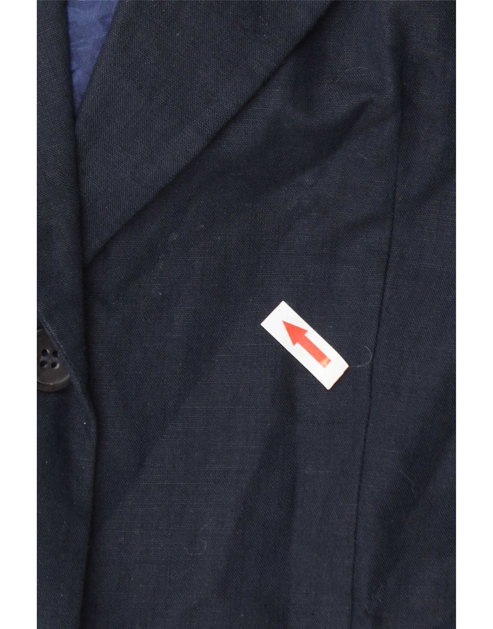 Benetton Womens 2 Button Blazer Jacket IT 42 Medium Navy Blue Cotton