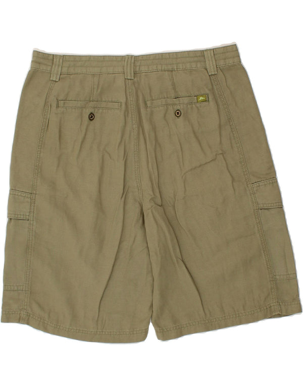 TOMMY BAHAMA Mens Relaxed Fit Cargo Shorts W33 Medium Khaki Tencel