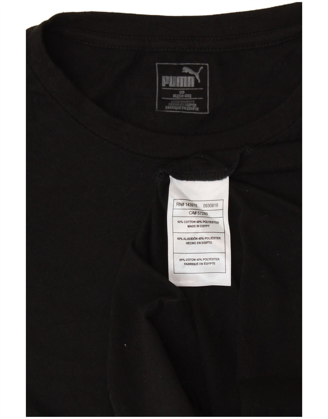 PUMA Girls Graphic Top Long Sleeve 15-16 Years XL  Black Cotton