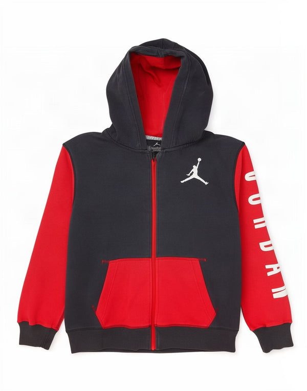 Jordan Boys Graphic Zip Hoodie Sweater 12-13 Years Large Grey Colourblock