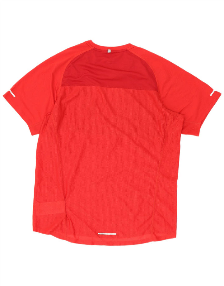 Nike Mens Dri Fit T-Shirt Top Medium Red Colourblock Polyester