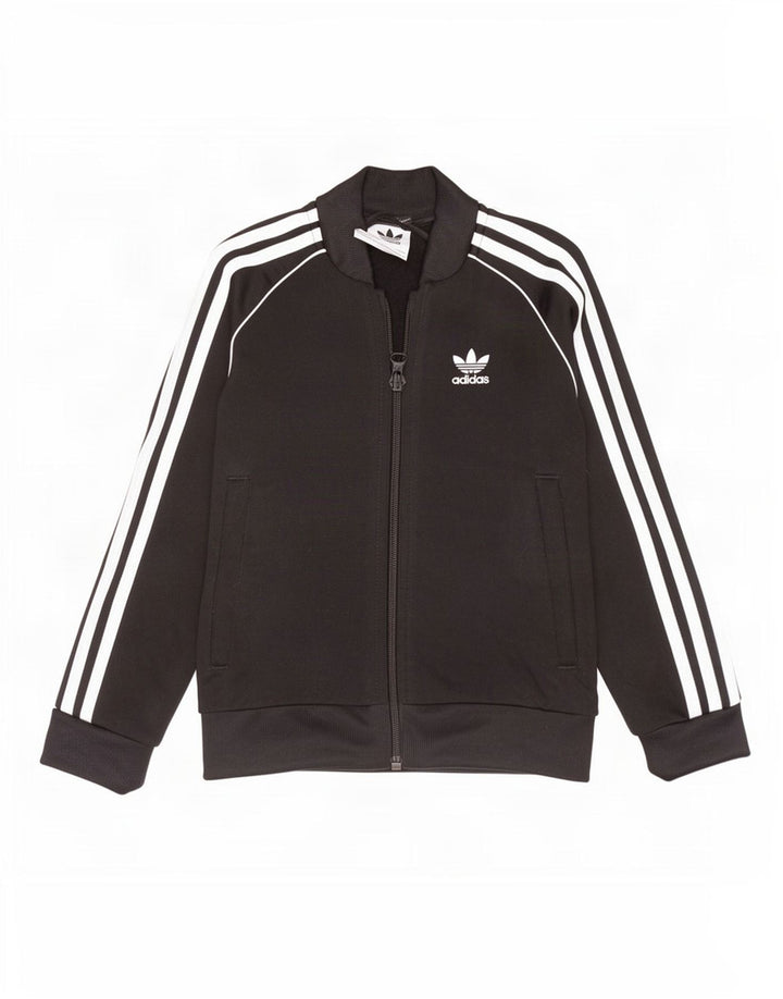 Adidas Girls Tracksuit Top Jacket 5-6 Years Black Polyester