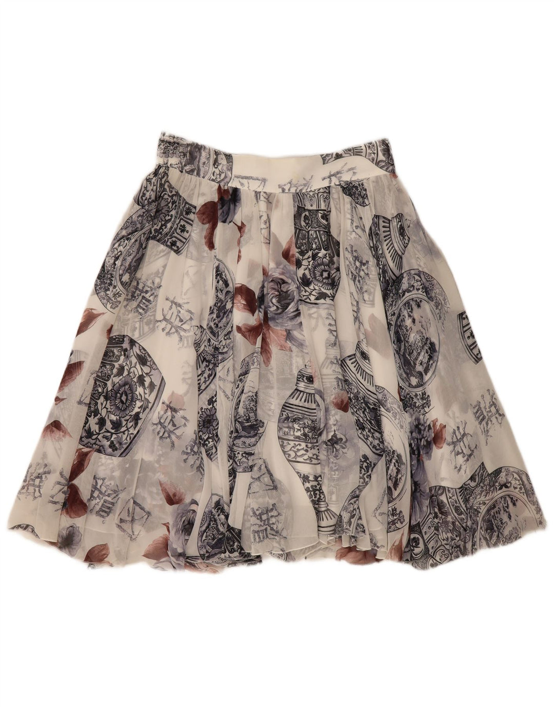 Sportmax Womens Abstract Pattern Mini Flared Skirt UK 14 Medium W28 White