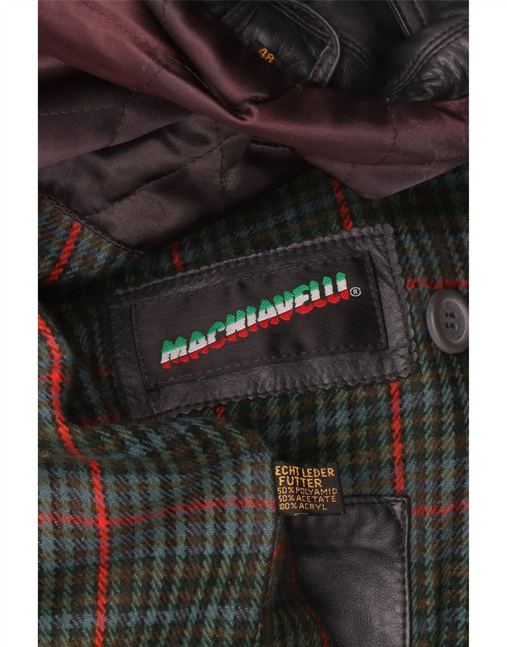 Machiavelli Mens Leather Double Breasted Coat IT 48 Medium Grey Leather