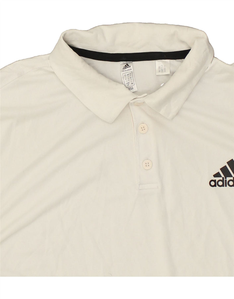 ADIDAS Mens Polo Shirt Large White | Vintage Adidas | Thrift | Second-Hand Adidas | Used Clothing | Messina Hembry 