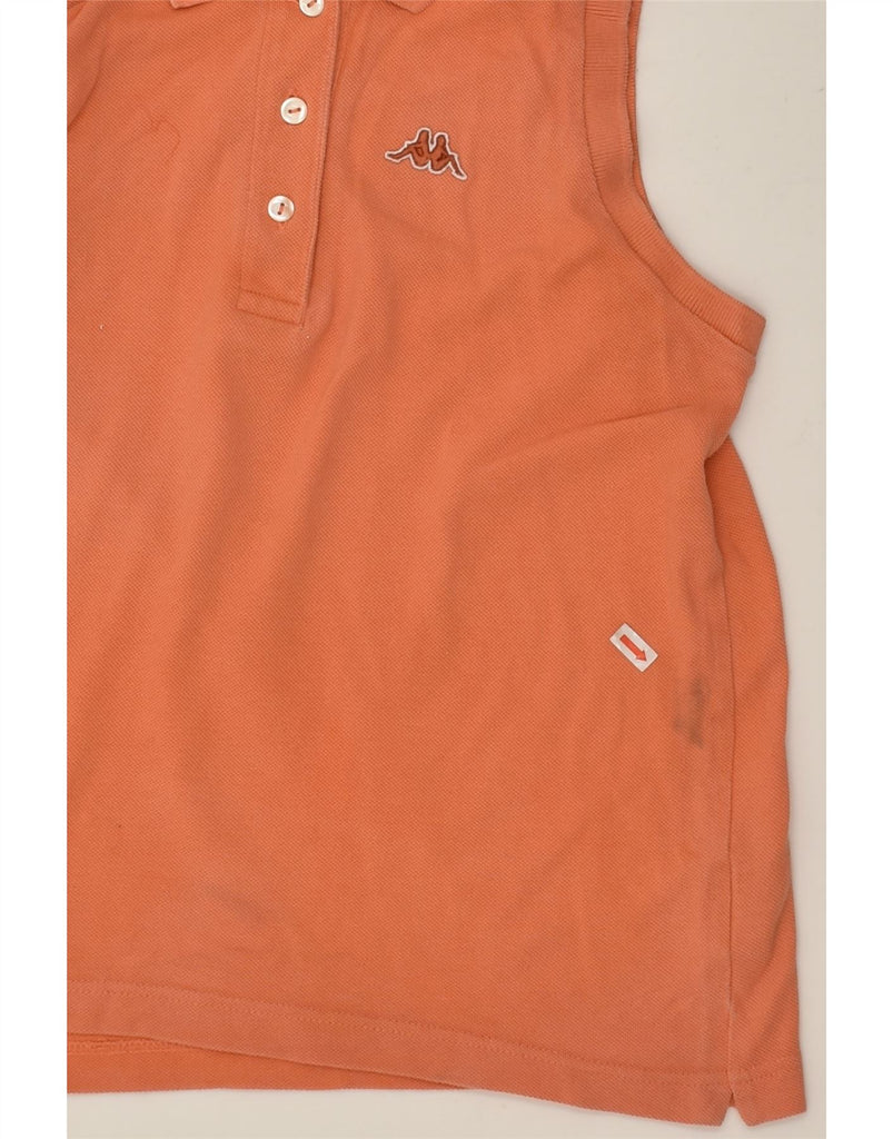 KAPPA Womens Sleeveless Polo Shirt UK 10 Small Orange Cotton | Vintage Kappa | Thrift | Second-Hand Kappa | Used Clothing | Messina Hembry 