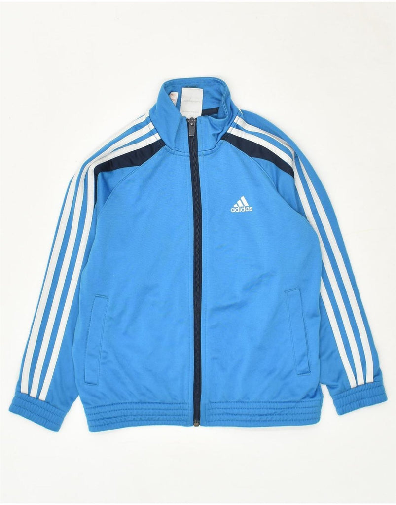 ADIDAS Boys Tracksuit Top Jacket 7-8 Years Blue Colourblock Polyester | Vintage Adidas | Thrift | Second-Hand Adidas | Used Clothing | Messina Hembry 