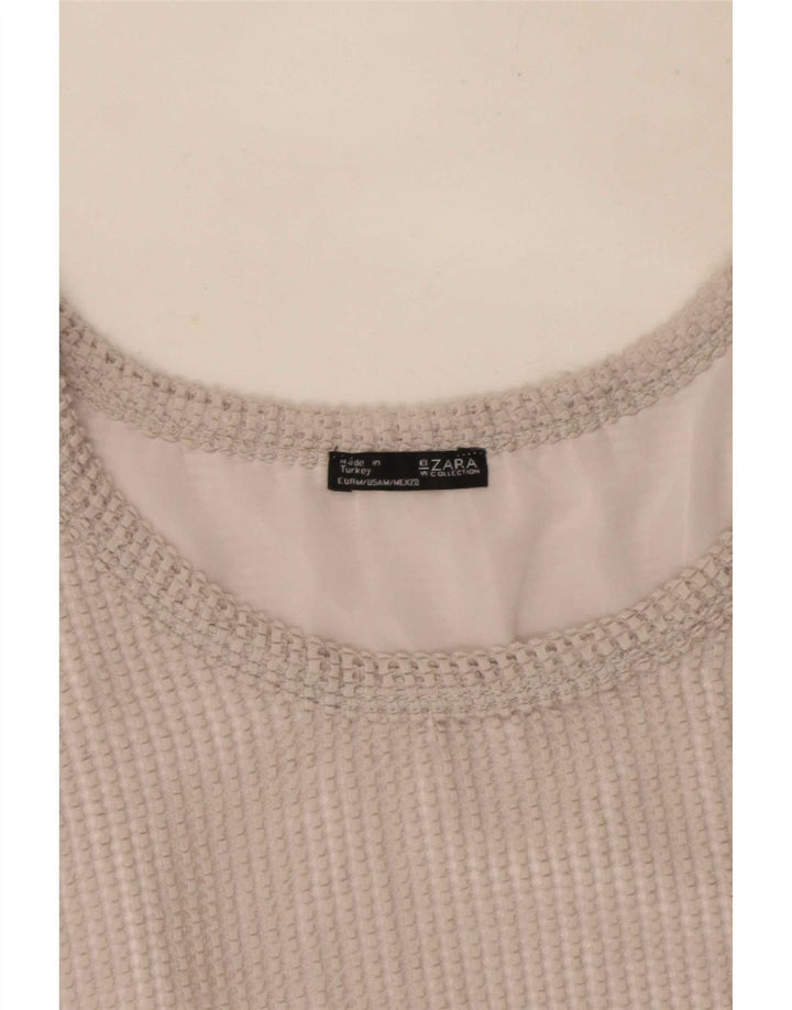 Zara Womens Blouse Top UK 14 Medium Grey Polyester