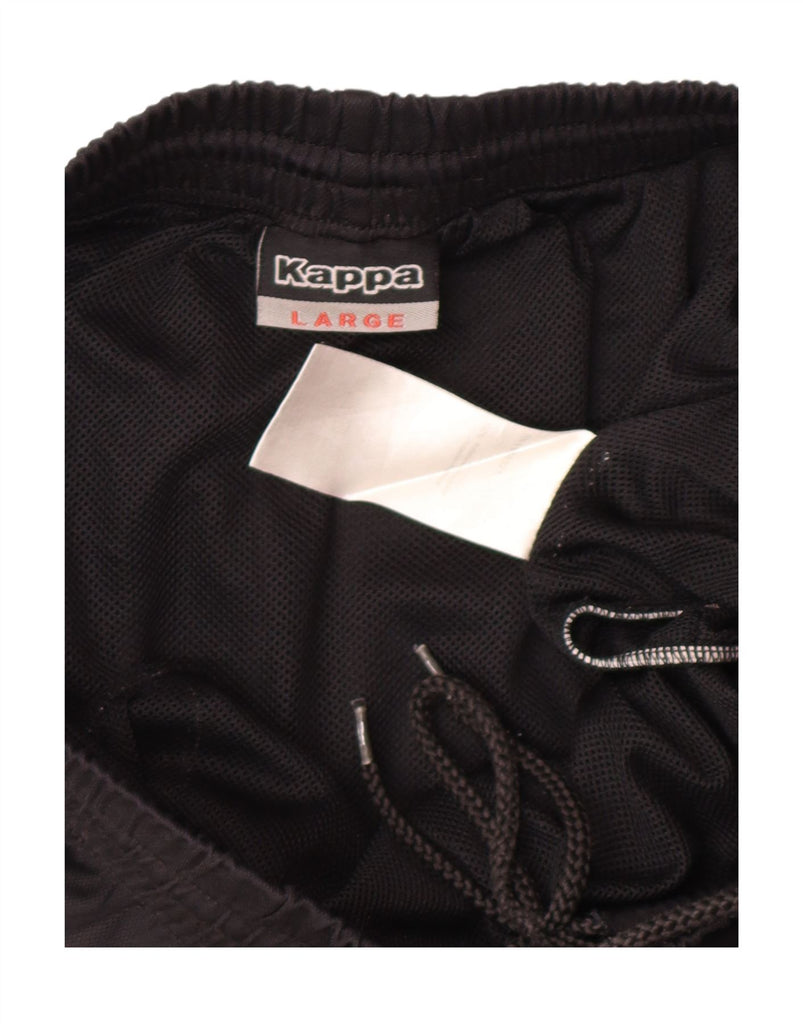 KAPPA Mens Graphic Sport Shorts Large  Black Polyester Vintage Kappa and Second-Hand Kappa from Messina Hembry 