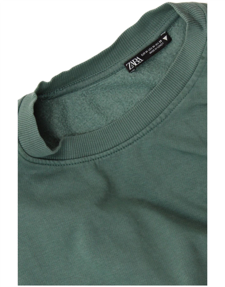 ZARA Womens Crop Sweatshirt Jumper UK 14 Medium Green
