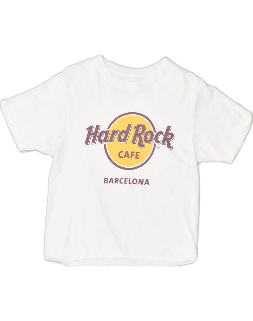 HARD ROCK Womens Barcelona Graphic T-Shirt Top UK 8 Small White Cotton | Vintage Hard Rock | Thrift | Second-Hand Hard Rock | Used Clothing | Messina Hembry 