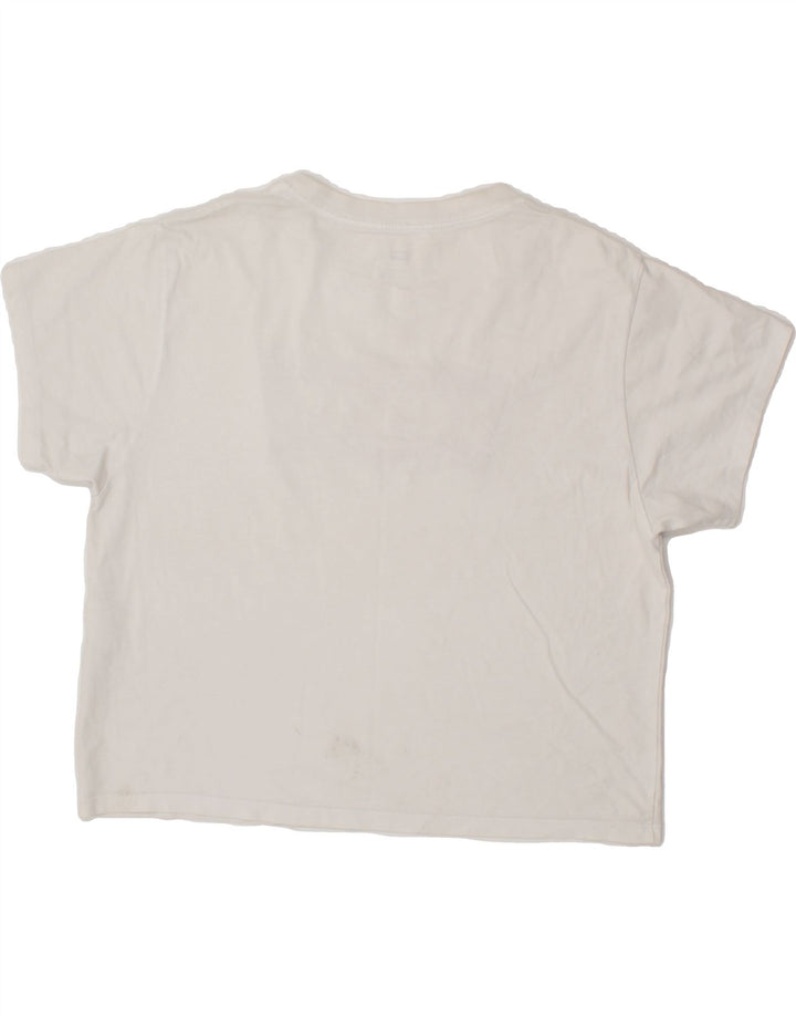 LEVI'S Womens Crop Graphic T-Shirt Top UK 14 Medium White Vintage Levi's and Second-Hand Levi's from Messina Hembry 