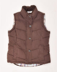 JOULES Womens Padded Gilet UK 10 Small Brown Cotton